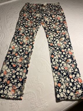 MaxMara Navy Floral Straight-Leg Pants